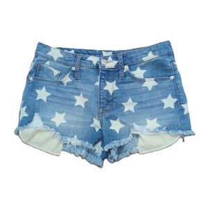 Mossimo Sz 4 Women's Star Print Mid Rise Midi Shortie Jean Shorts
